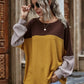 Full Size Color Block Waffle-Knit Long Sleeve Top