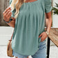 Eyelet Square Neck Puff Sleeve T-Shirt