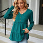 Full Size Long Sleeve V-Neck Cable-Knit Blouse