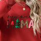 Christmas Themed VERY MERRY MAMA Letter Graphic Round Neck Long Sleeve Sweatshirt