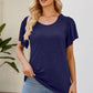 Smocked Round Neck Flutter Sleeve T-Shirt