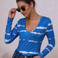 Tie-Dye Plunge Long Sleeve Top