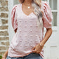 Women's Swiss Dot Short Puff Sleeve Top