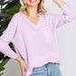 Reborn J Waffle Knit V-Neck Long Sleeve T-Shirt