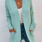 Open Front Rib-Knit Cardigan with Pockets