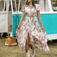 Floral V-Neck Slit Dress