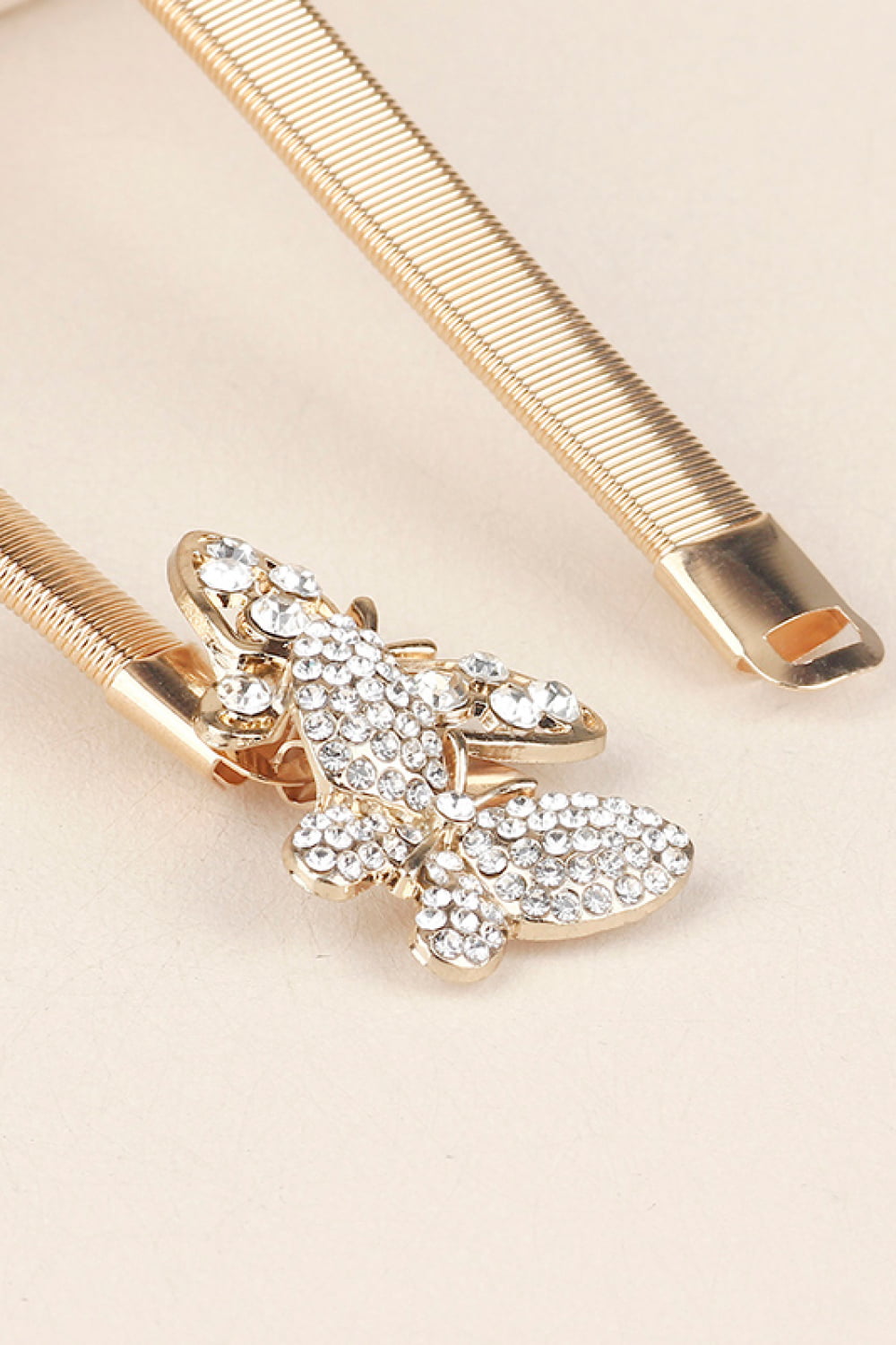 Women's Rhinestone Butterfly Elastic Metal Belt