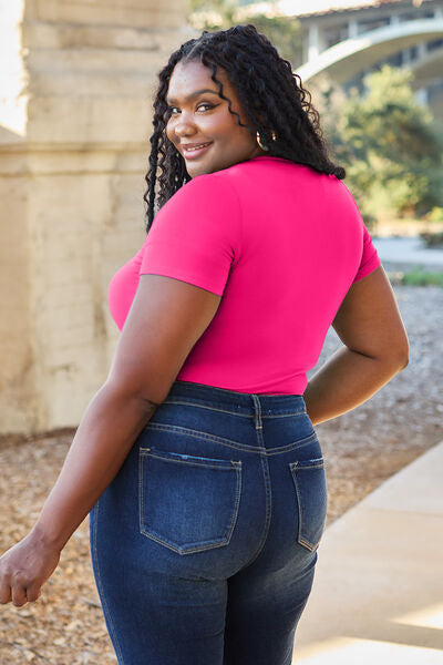 Basic Bae Full Size Round Neck Short Sleeve Bodysuit *