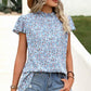 Ditsy Floral Mock Neck Short Sleeve T-Shirt