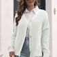 Button Down Ribbed Trim Cardigan