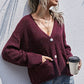 Women's Button-Down Drop Shoulder Rib-Knit Cardigan