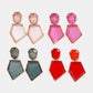 Geometrical Shape Zinc Alloy Frame Resin Dangle Earrings