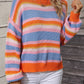 ZELDAlea Striped Round Neck Dropped Shoulder Sweater