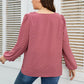 Plus Size Lace Trim V-Neck Balloon Sleeve Blouse