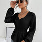 Notched Dropped Shoulder Knit Top