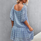 Women's Swiss Dot Square Neck Half Balloon Sleeve Dress