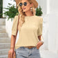 Openwork Round Neck Short Sleeve Blouse