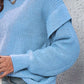 Ruffled Round Neck Dropped Shoulder Sweater