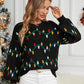 CHRISTMAS THEMED Round Neck Pattern Lantern Sleeve Sweater
