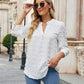 Swiss Dot Notched Neck Blouse