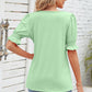Smocked Square Neck Short Sleeve T-Shirt