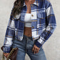 Plaid Button Up Drop Shoulder Cropped Jacket