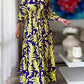 Printed Flounce Sleeve Maxi Dress