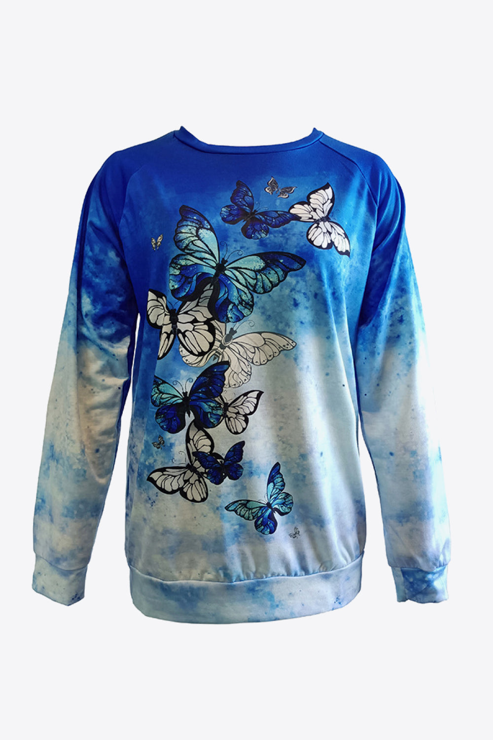 Women's Tie-Dye Butterfly Graphic Raglan Sleeve Sweatshirt