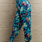 Multicolored Smocked Plant Print Long Pants