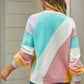 ZELDAlea Color Block Round Neck Long Sleeve Sweater