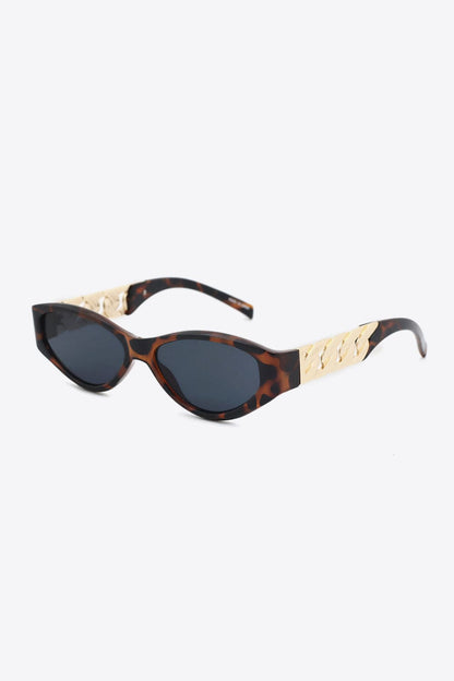 LA RETROVIN Chain Detail Temple Cat Eye Sunglasses