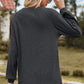 Eyelet Round Neck Long Sleeve T-Shirt
