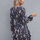 Floral Layered Surplice Balloon Sleeve Dress