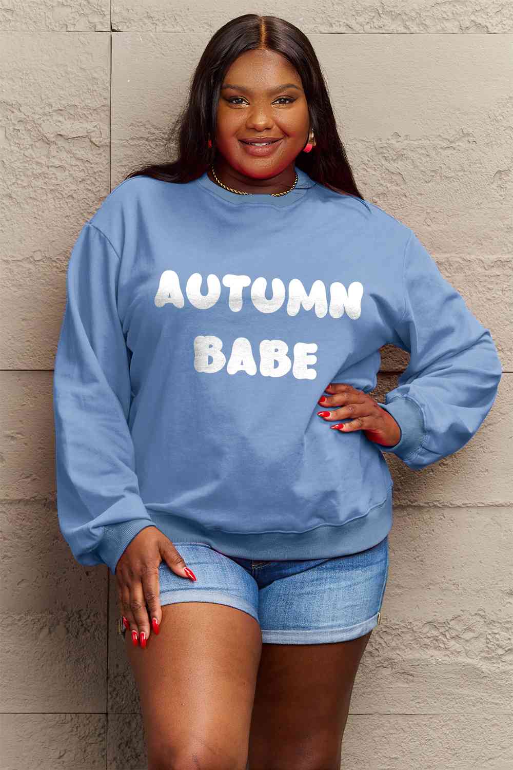 Simply Love SEASONAL Full Size AUTUMN BABE Graphic Sweatshirt