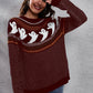 Full Size Ghost Pattern Round Neck Long Sleeve Sweater
