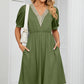 V-Neck Puff Sleeve Dress