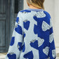 Sophia & Grace Printed V-Neck Button-Down Long Sleeve Cardigan