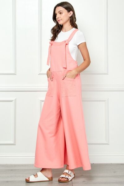 Veveret Wide Strap French Terry Overalls *