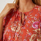 Floral Tie Neck Half Sleeve Dress
