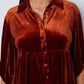 Velvet Tiered Button Up Collared Neck Shirt