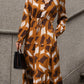 Printed Tied Pocketed Lantern Sleeve Dress
