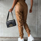 Smocked High Waist Pants with Pockets