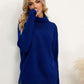 Slit Turtleneck Dropped Shoulder Sweater