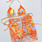 SO BOLD Multicolored Drawstring Ruched Three-Piece Swim Set