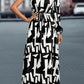 Printed One-Shoulder Tie Waist Dress