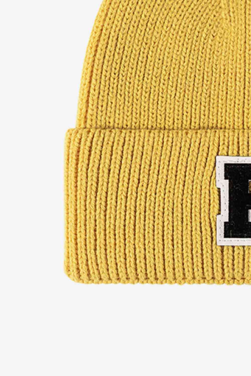 EZBeanie Letter Patch Cuffed Knit Hat Beanie