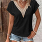 Eyelet V-Neck Short Sleeve T-Shirt