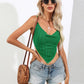 Crisscross Tie Back Point Hem Knit Top