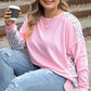 Plus Size Leopard Exposed Seam Long Sleeve Sweatshirt