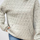 Quilted Long Sleeve Hoodie with Pocket